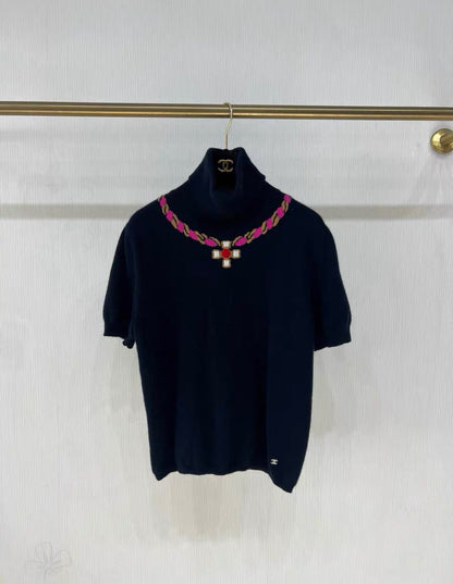 Chanel 23N coco neige cashmere top size 38