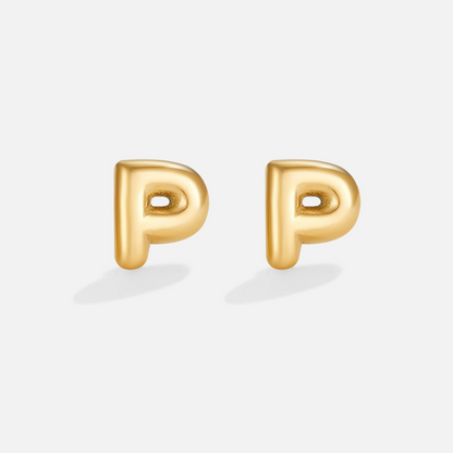 Gold Bubble Letter Earrings