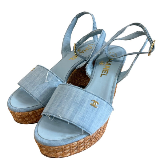 Chanel Coco Mark Wedge Sandals