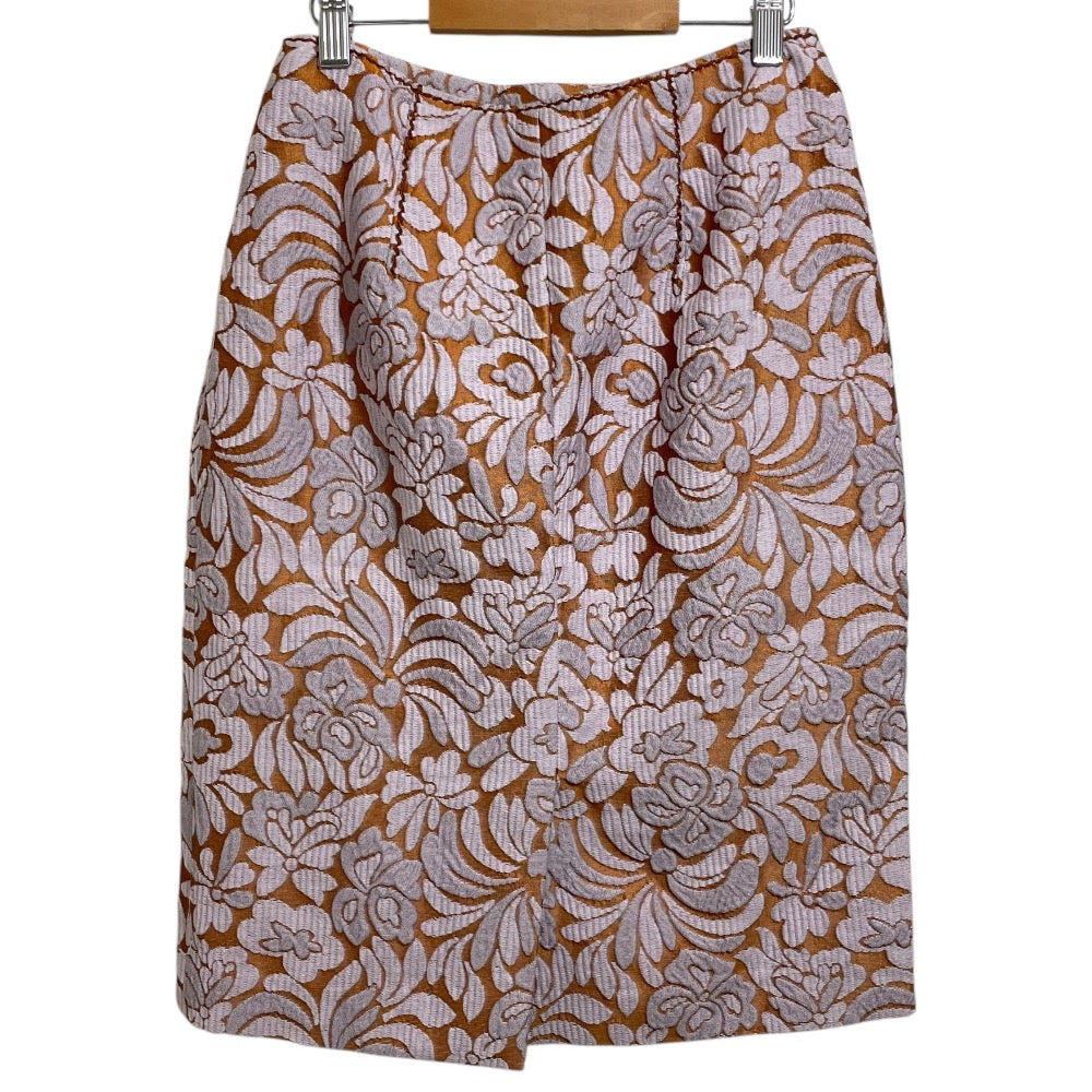 Prada Flower Embroidery Silk Blend Skirt
