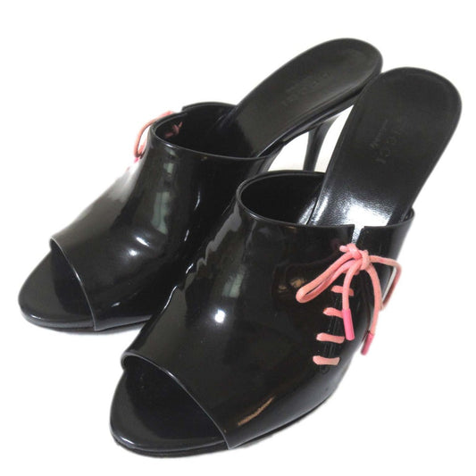 Gucci Patent Leather Lace-Up High Heel Mule Sandals