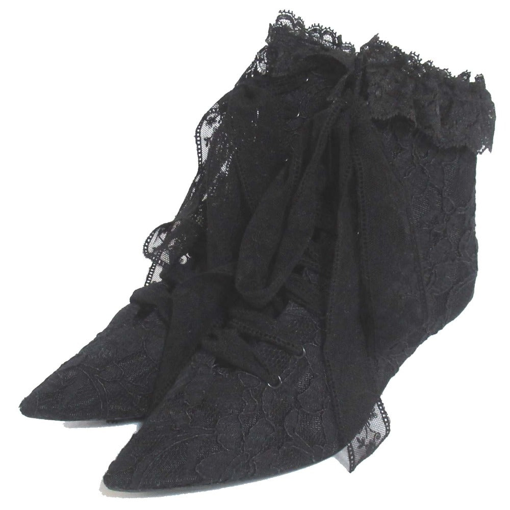Saint Laurent Paris Flower Embroidery Lace Ankle Boots
