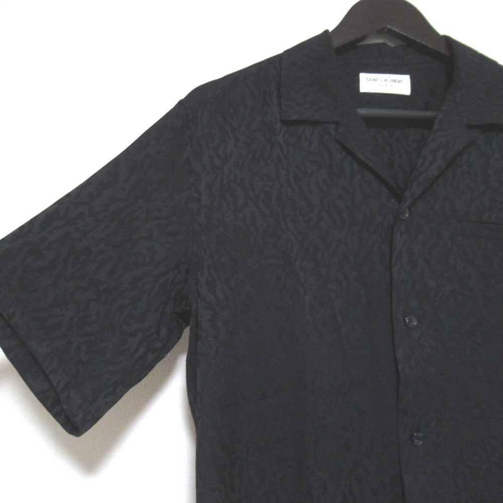 Saint Laurent Paris Babycat Silk Short Sleeve Shirt