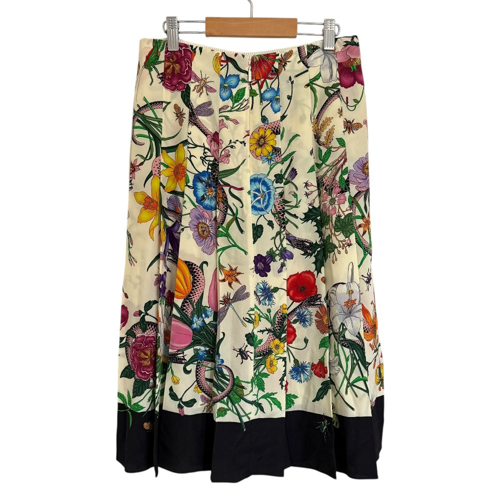 Gucci Flora 100% Silk Midi Pleated Skirt