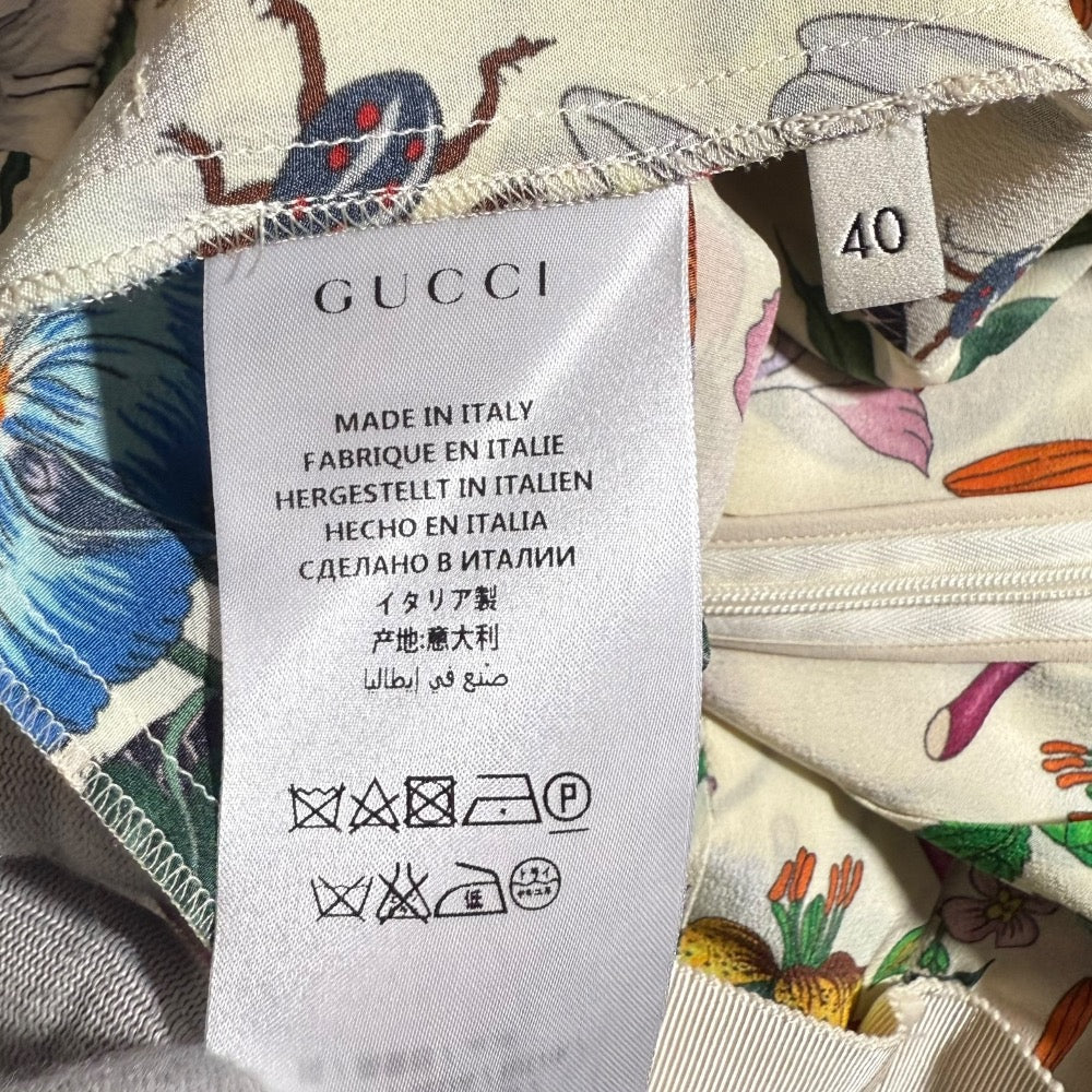 Gucci Flora 100% Silk Midi Pleated Skirt