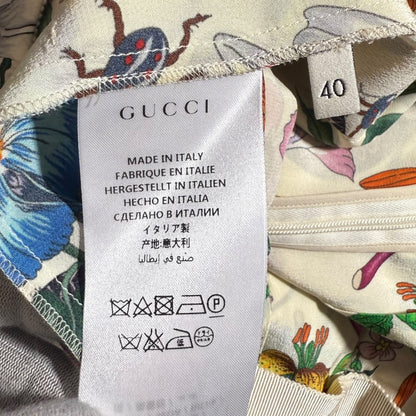 Gucci Flora 100% Silk Midi Pleated Skirt