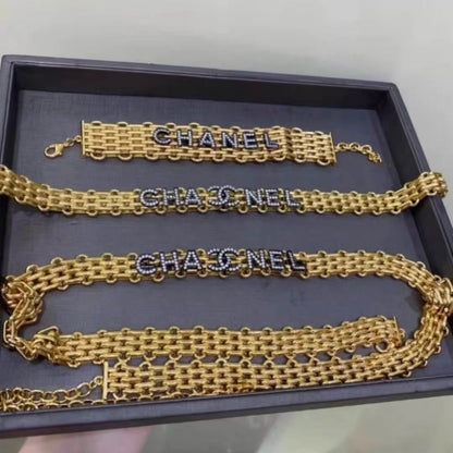 Chanel Chain Belt in Gold with CC letters and rhinstone