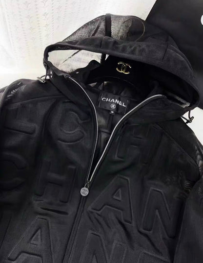 Chanel 19P black embossed Cc letters jacket size 36