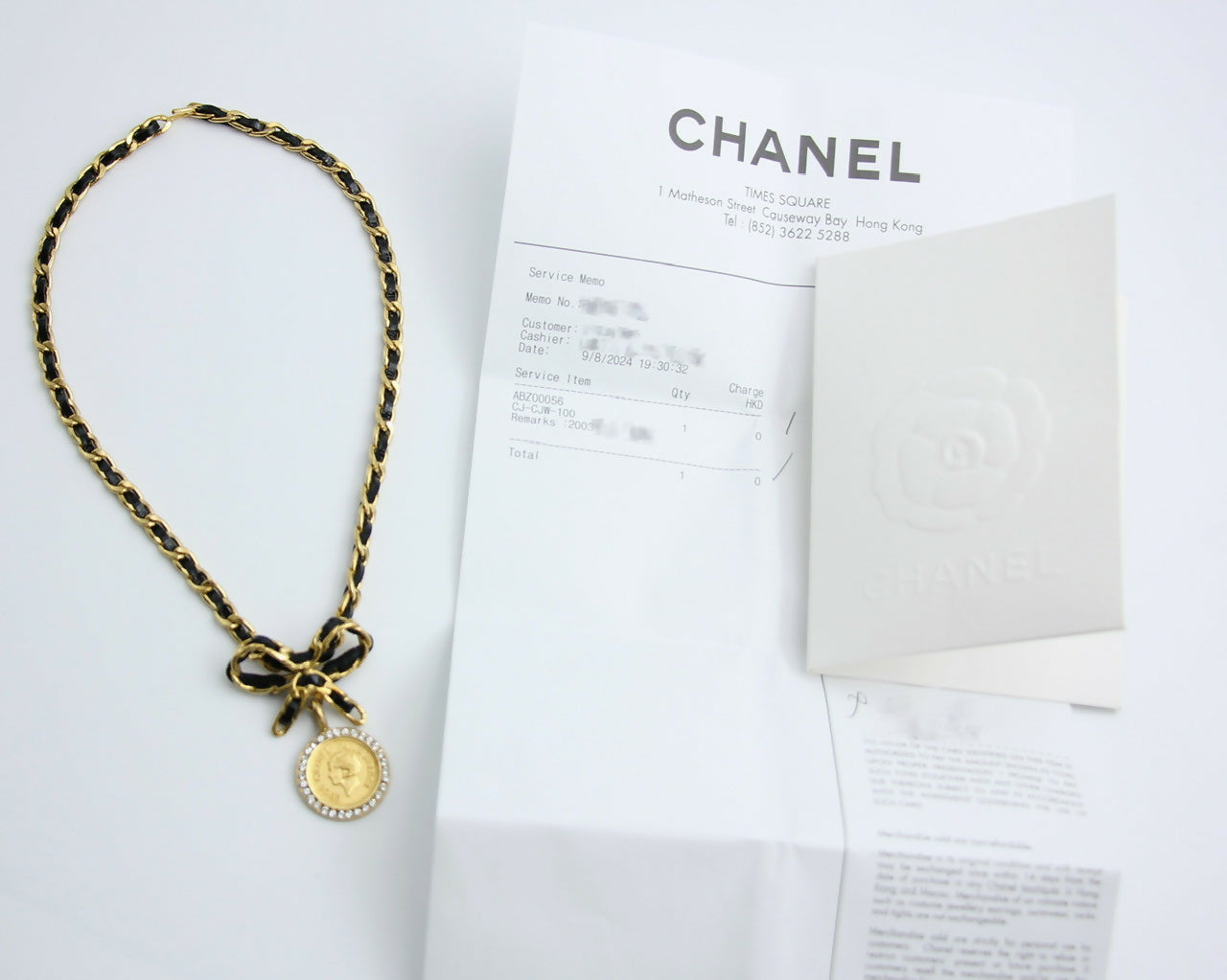 Chanel Vintage 96P Mrs Coco Gold-plated Leather Chain Necklace