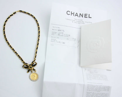 Chanel Vintage 96P Mrs Coco Gold-plated Leather Chain Necklace