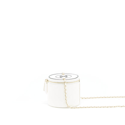 Chanel round vanity with chain white/ black with L