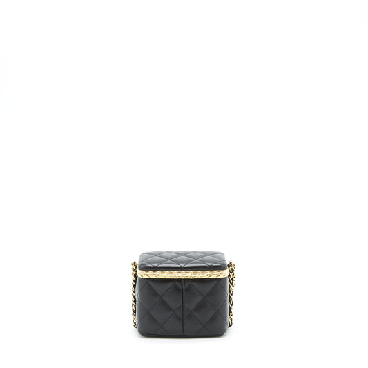 Chanel Small Clip Flap Vanity With Chain Lambskin Black