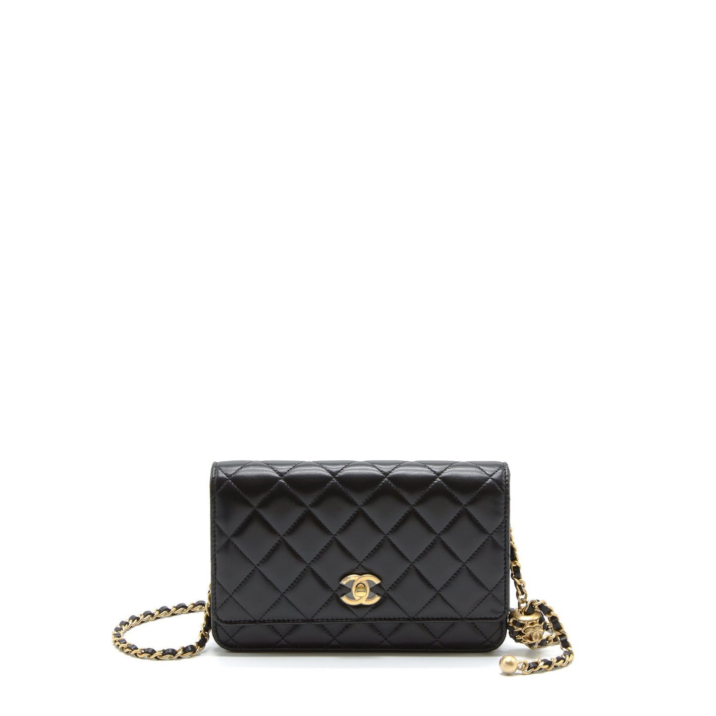Chanel Pearl Crush Wallet On Chain Lambskin Black