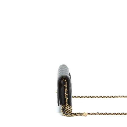 Chanel Pearl Crush Wallet On Chain Lambskin Black