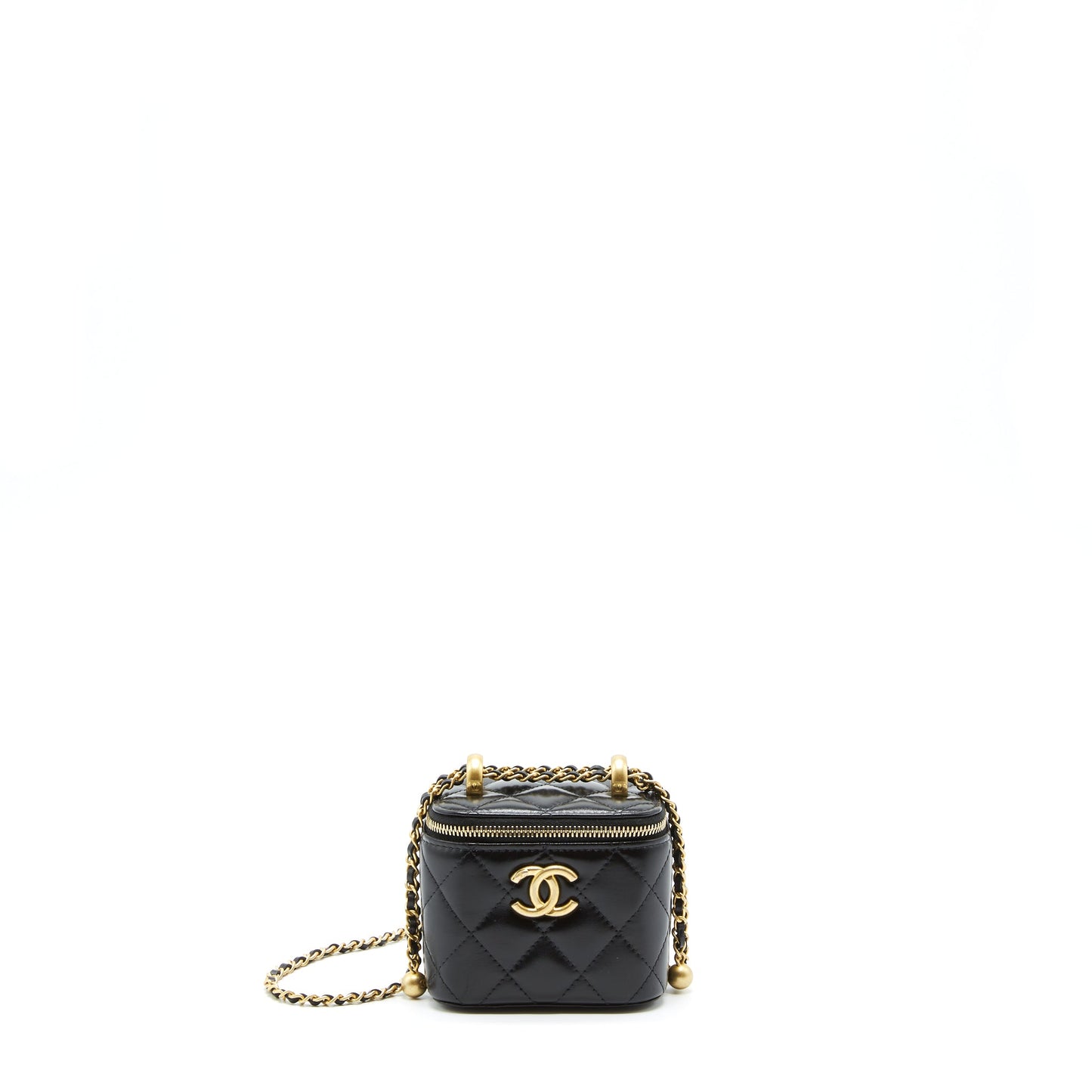 Chanel 21A Gold Crush Mini Vanity Case Calfskin Black Brushed