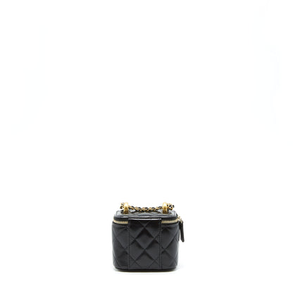 Chanel 21A Gold Crush Mini Vanity Case Calfskin Black Brushed