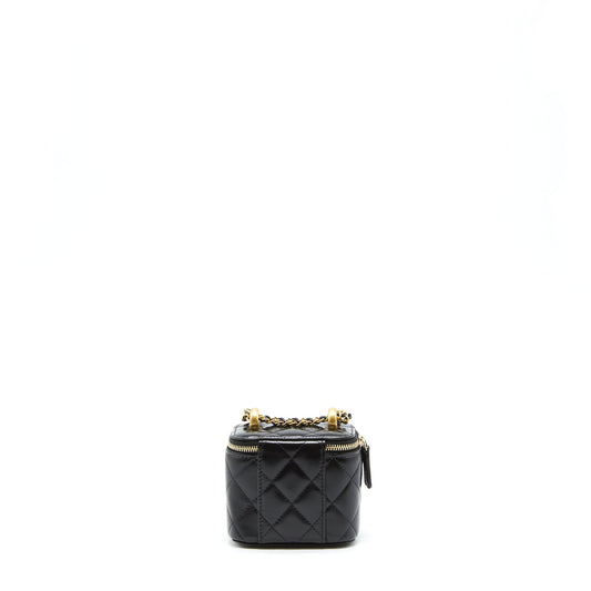 Chanel 21A Gold Crush Mini Vanity Case Calfskin Black Brushed
