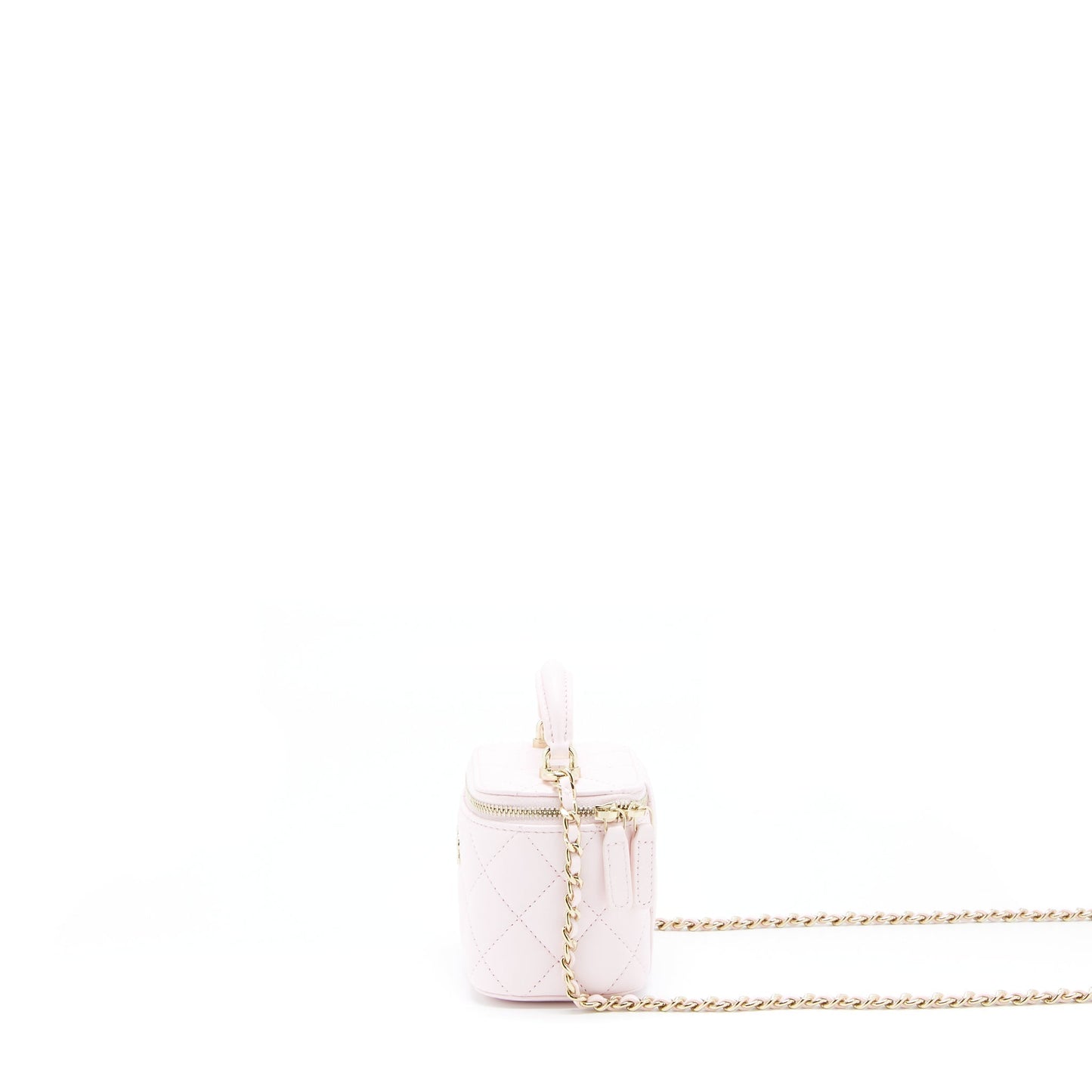 Chanel 22P Top Handle Mini Vanity With Chain Lambskin Light Pink L