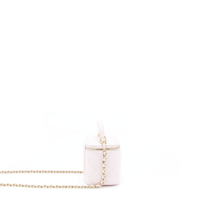Chanel 22P Top Handle Mini Vanity With Chain Lambskin Light Pink L