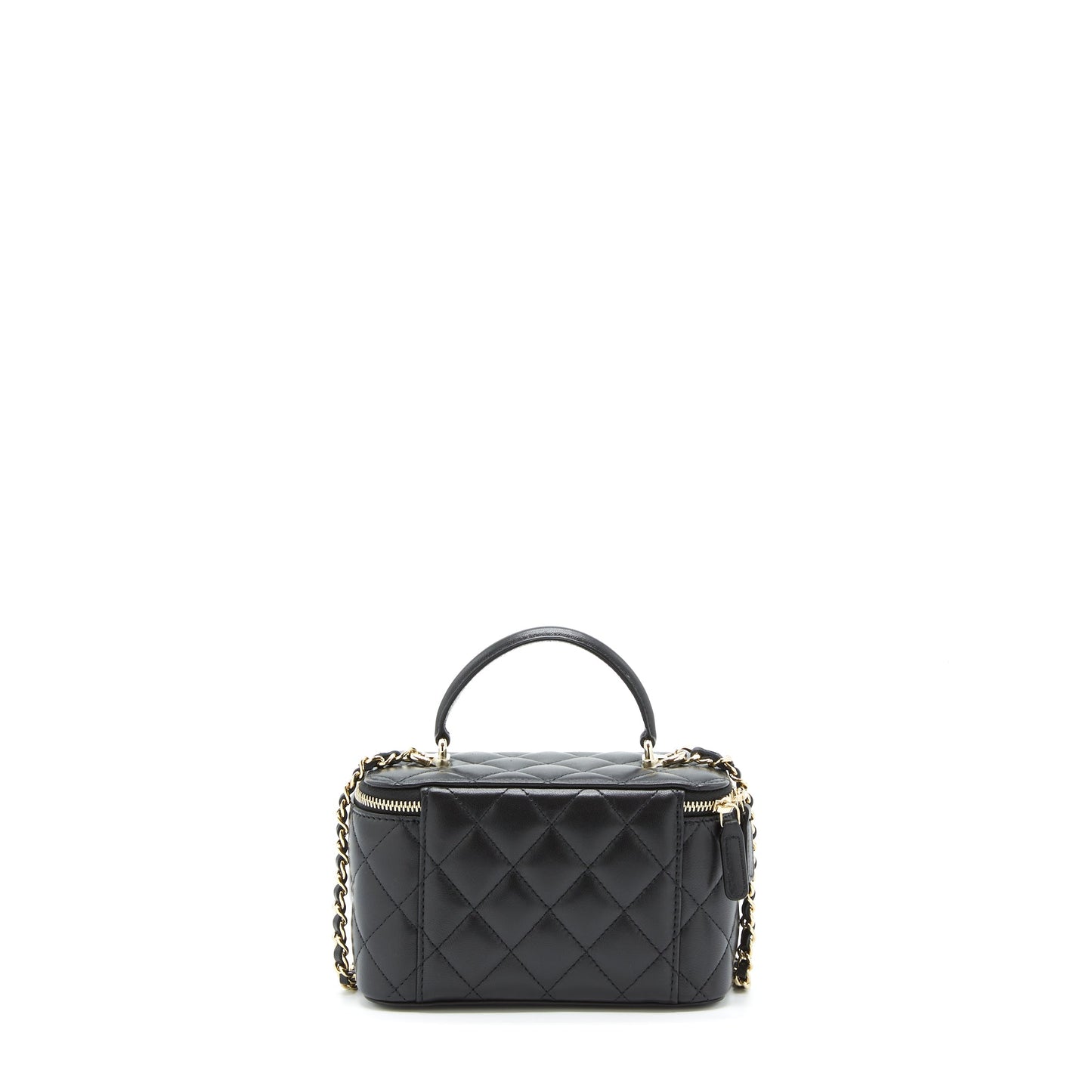 Chanel 22A Top Handle Long Vanity With Chain Lambskin Black L