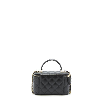 Chanel 22A Top Handle Long Vanity With Chain Lambskin Black L