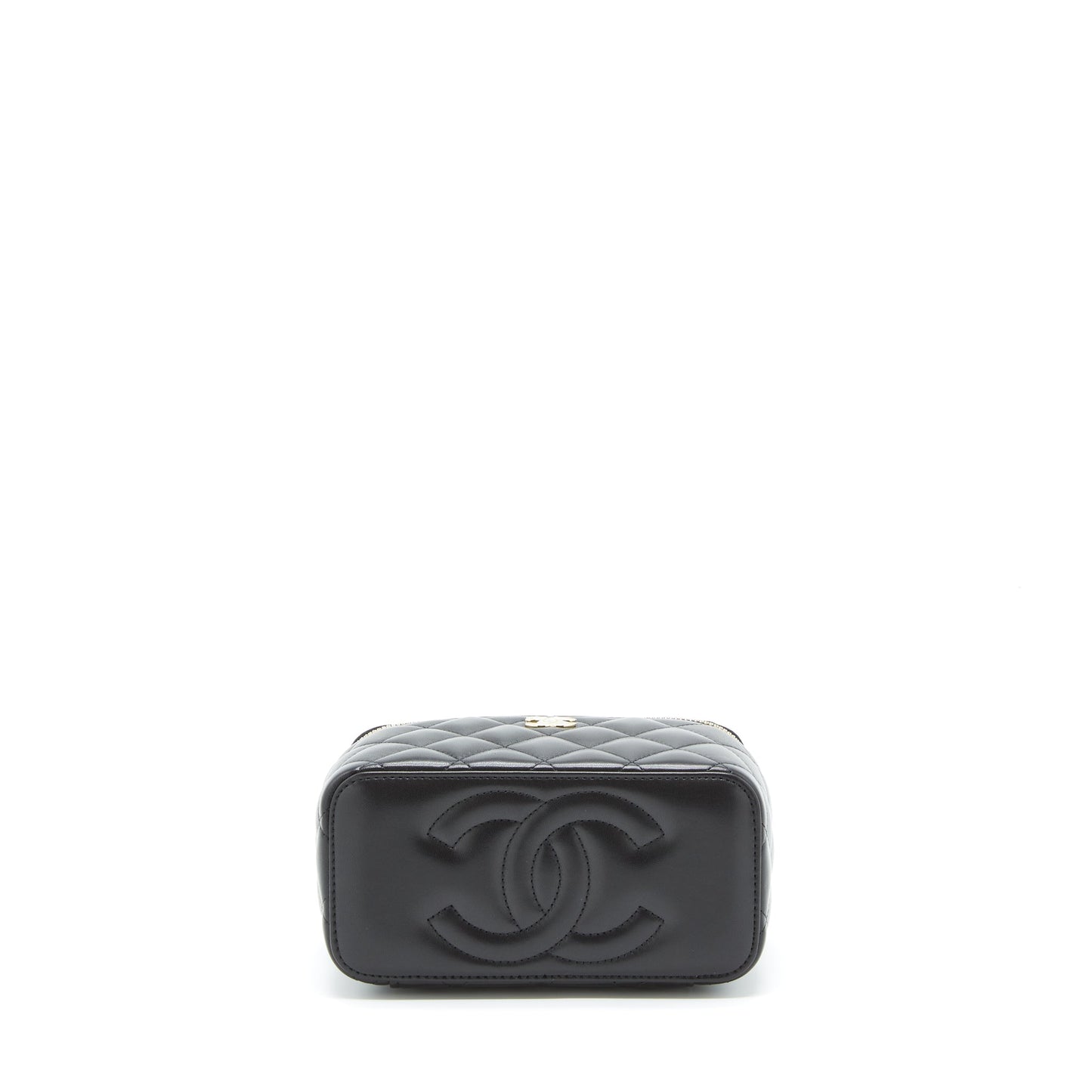 Chanel 22A Top Handle Long Vanity With Chain Lambskin Black L