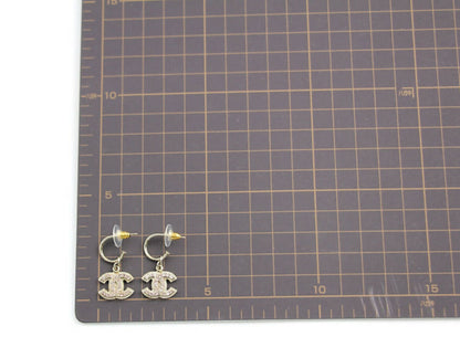 Chanel Vintage 08C Rhinestone Light Pink Hoop Stud Earrings