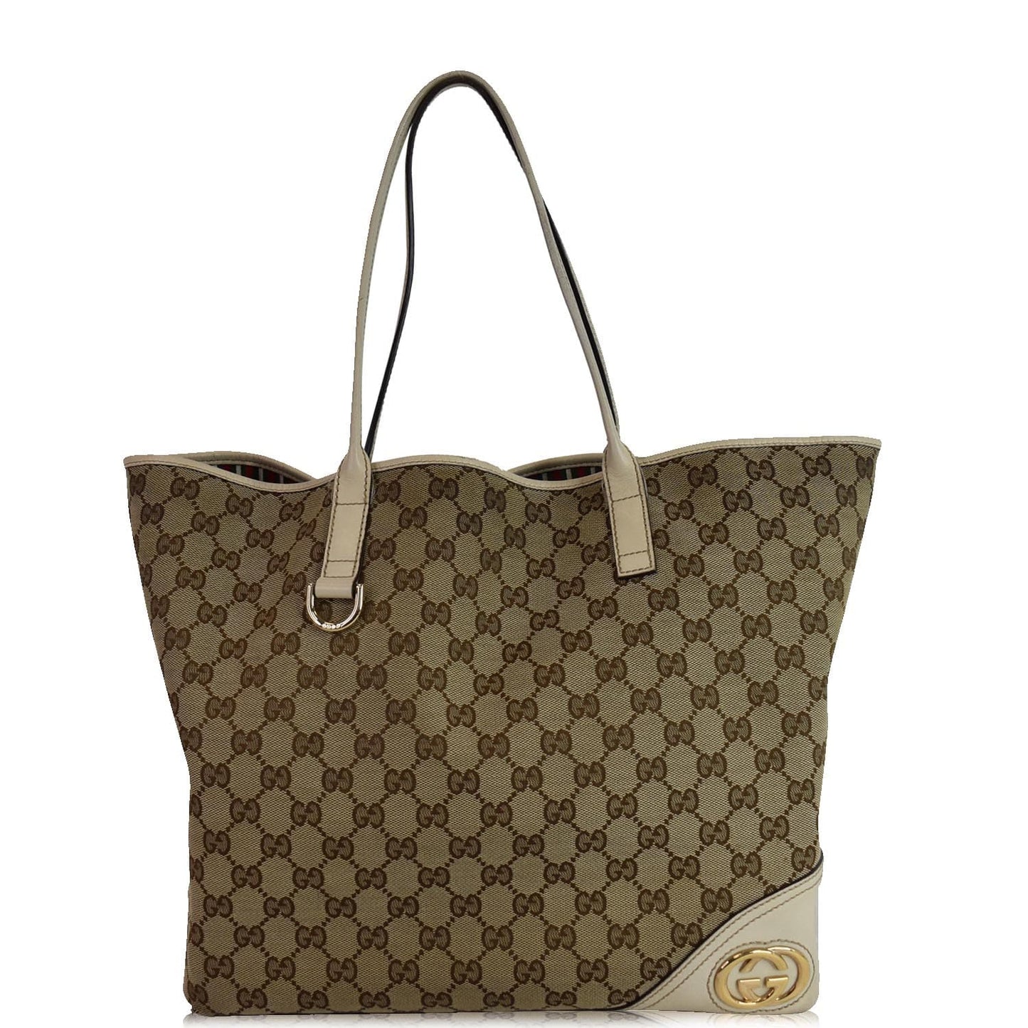 GUCCI Large Britt GG Canvas Tote Bag Beige 169945