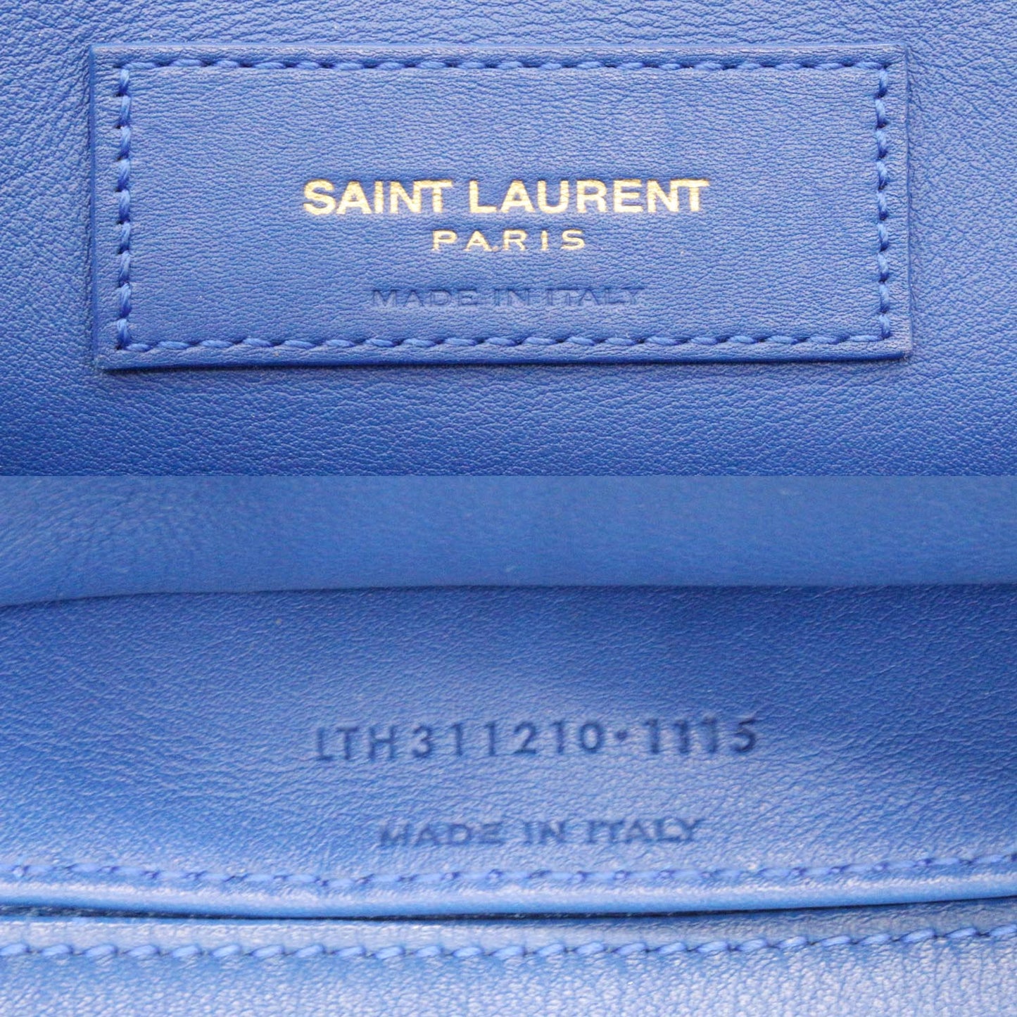 YVES SAINT LAURENT Cabas Y Small Calfskin Leather Tote Shoulder Bag Blue