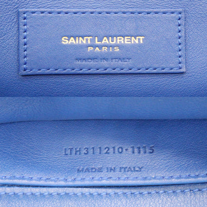 YVES SAINT LAURENT Cabas Y Small Calfskin Leather Tote Shoulder Bag Blue