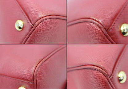 PRADA Lux Saffiano Leather Boston Handbag Red