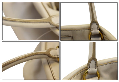 PRADA Nappa Frills Shopping Beige Leather Tote Bag