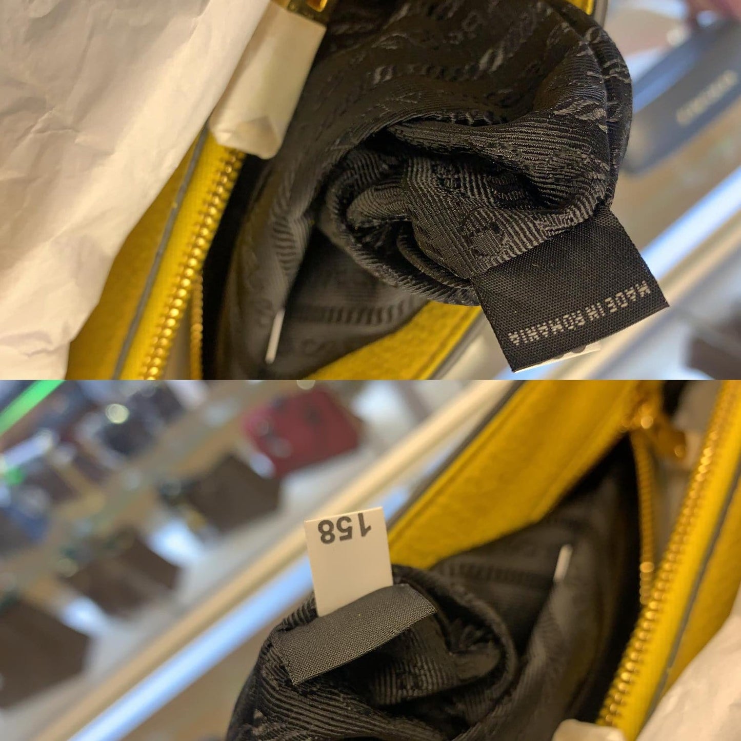 PRADA Vitello Phenix Leather Tote Bag Yellow - 25% OFF