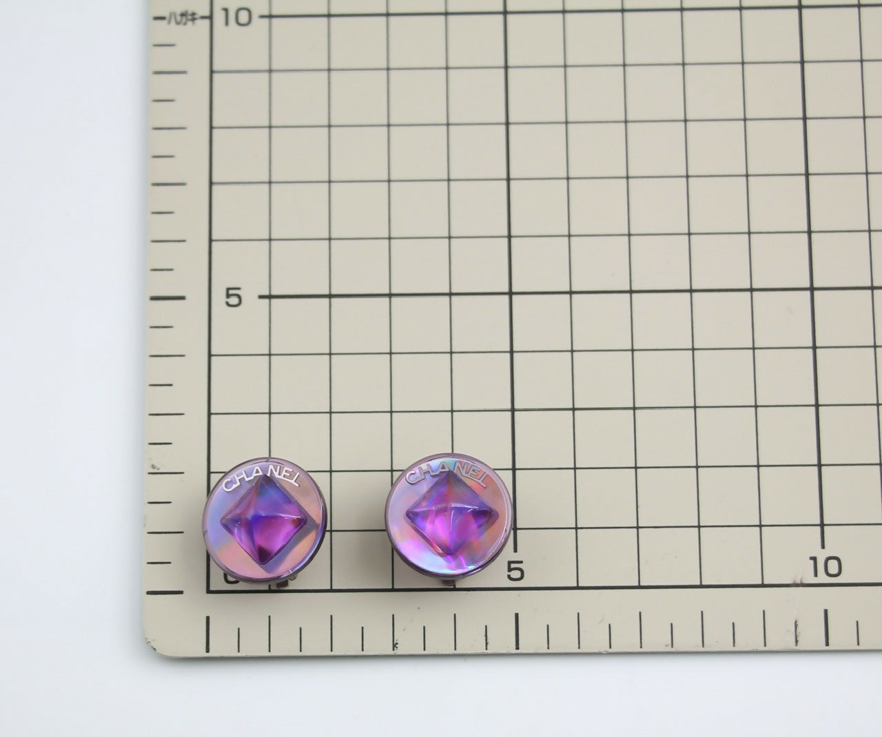 Chanel Vintage 00T Resin Iridescent Purple Clip-on Earrings