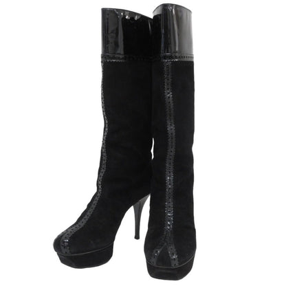 Yves Saint Laurent Suede Enamel Long Boots