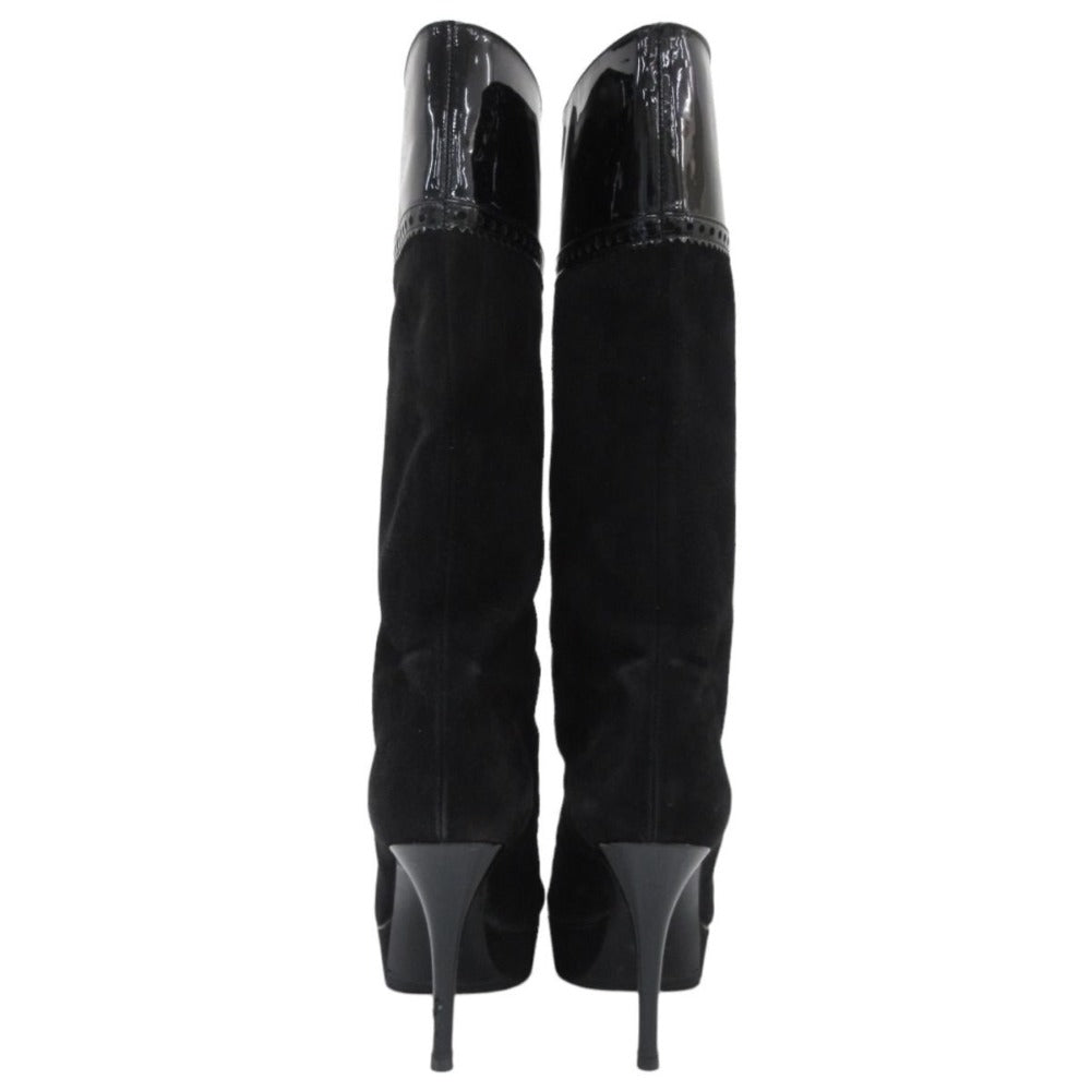 Yves Saint Laurent Suede Enamel Long Boots