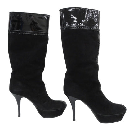 Yves Saint Laurent Suede Enamel Long Boots