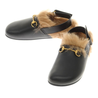 Gucci Horsebit Calf Leather Fur Sandals