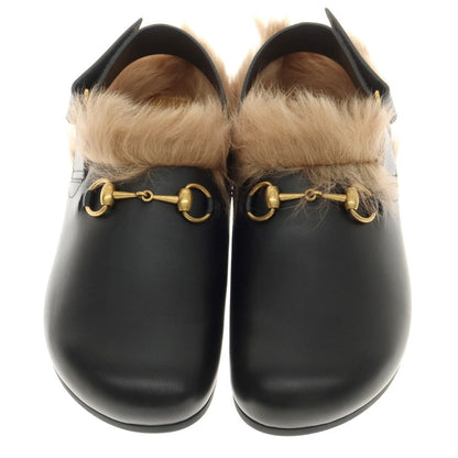 Gucci Horsebit Calf Leather Fur Sandals