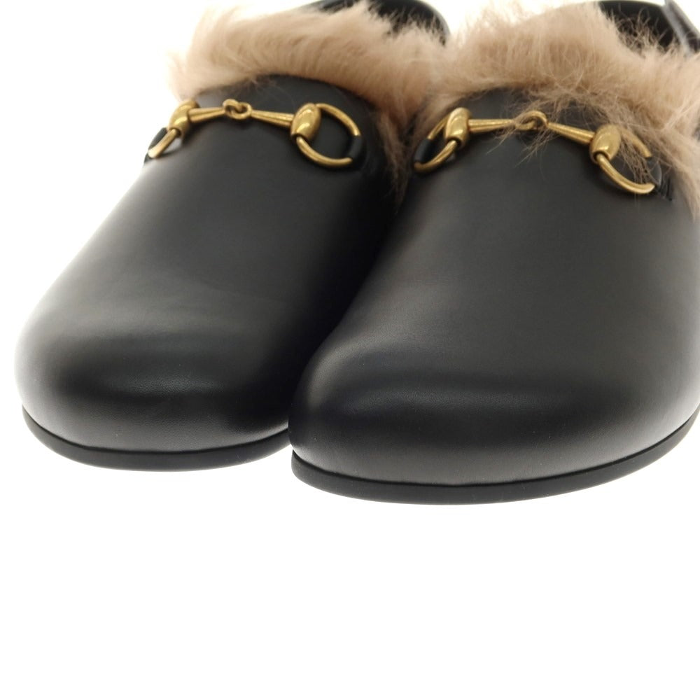 Gucci Horsebit Calf Leather Fur Sandals