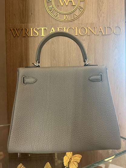 Hermes Kelly 25 Retourne Veau Togo Vert Amande Palladium Hardware