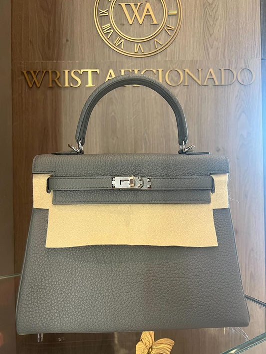 Hermes Kelly 25 Retourne Veau Togo Vert Amande Palladium Hardware