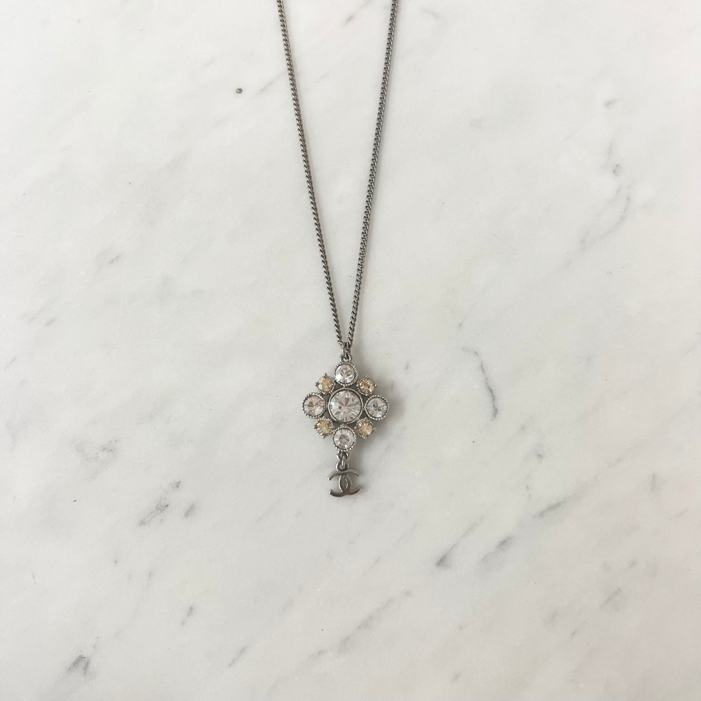 Chanel Crystal CC Logo Pendant Necklace Costume Jewellery