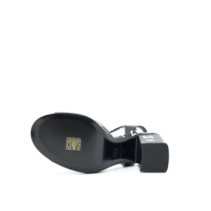 Chanel Size 39 22S Printed Lambskin Sandals Black/White