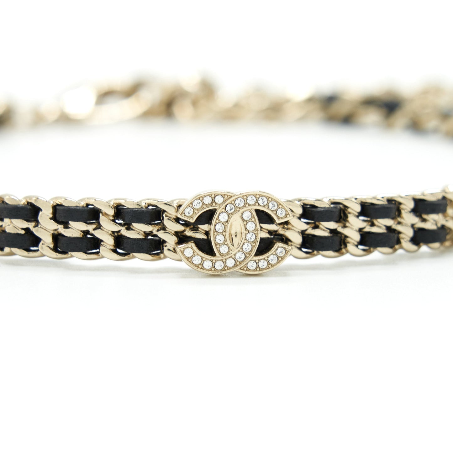 Chanel Chain With Small CC Logo Choker Black With Light Gold Tone