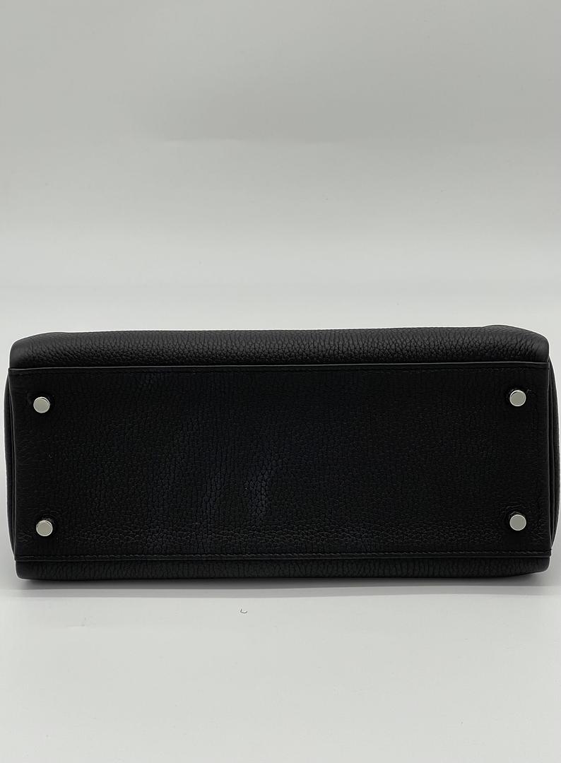 Hermes Kelly 28 Retourne Togo Noir Palladium Hardware