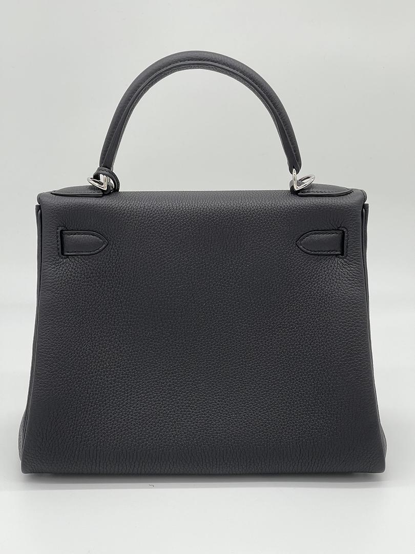 Hermes Kelly 28 Retourne Togo Noir Palladium Hardware