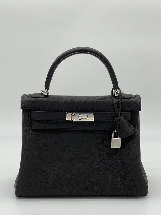 Hermes Kelly 28 Retourne Togo Noir Palladium Hardware