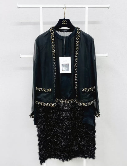 Chanel 21K black and silk organza Jacket and Dress