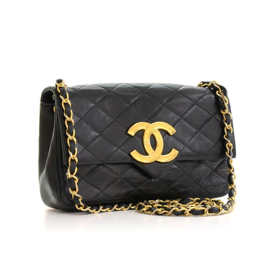 Chanel Single Flap Quilted Lambskin Leather Shoulder Bag